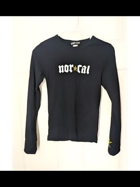 Women's Black Long Sleeve Nor•Cal Tee with Yellow Nautical Star Accent